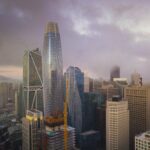 Stunning skyline view of San Francisco's skyscrapers enveloped in fog during twilight